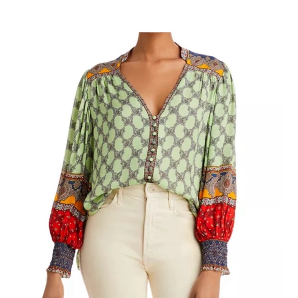 Alice + Olivia SERENA MANDARIN COLLAR BLOUSE